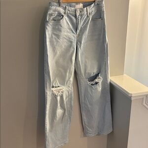 DENIM BY PINK MID-RISE BAGGY WIDE-LEG JEANS